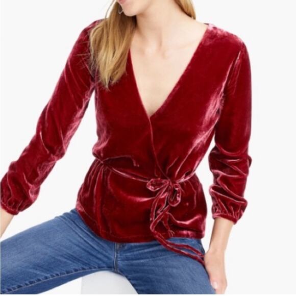 J. CREW Faux Wrap Top Drapey Velvet - Picture 1 of 7